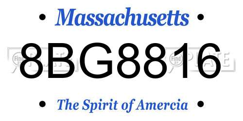 8BG8816 Massachusetts License Plate