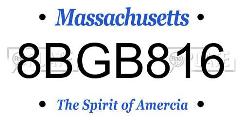 8BGB816 Massachusetts License Plate
