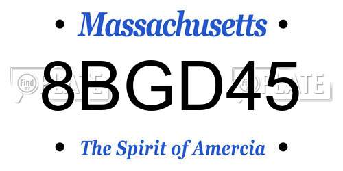 8BGD45 Massachusetts License Plate