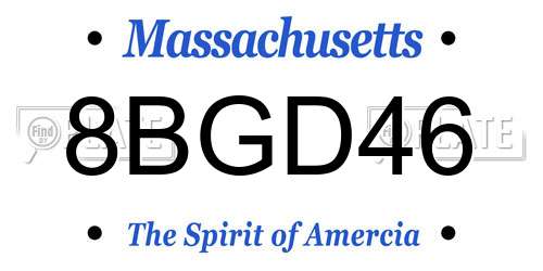 8BGD46 Massachusetts License Plate