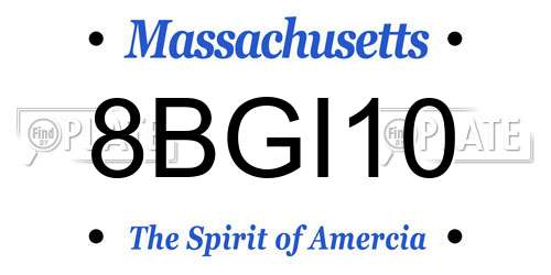 8BGI10 Massachusetts License Plate