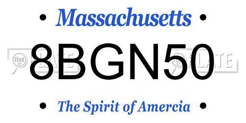 8BGN50 Massachusetts License Plate