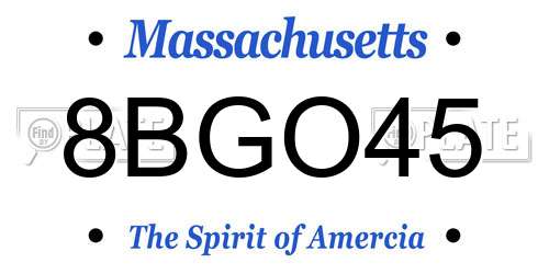 8BGO45 Massachusetts License Plate