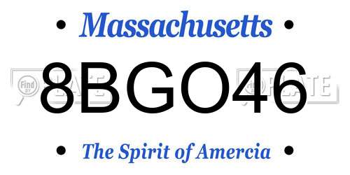 8BGO46 Massachusetts License Plate