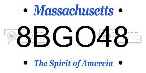 8BGO48 Massachusetts License Plate