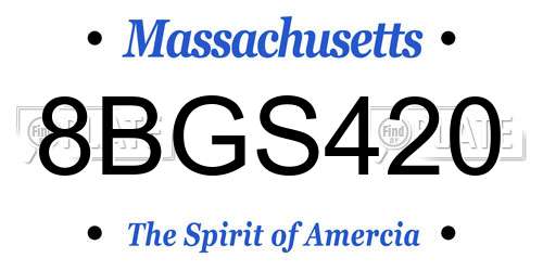 8BGS420 Massachusetts License Plate