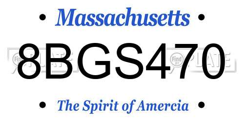 8BGS470 Massachusetts License Plate