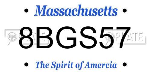 8BGS57 Massachusetts License Plate