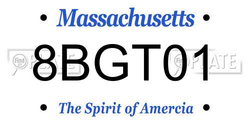 8BGT01 Massachusetts License Plate