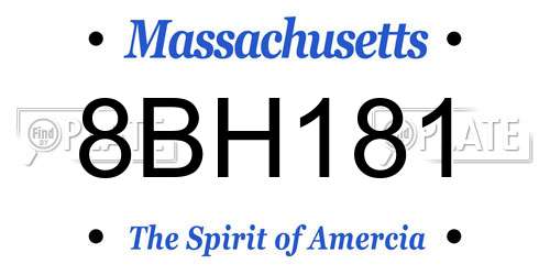 8BH181 Massachusetts License Plate