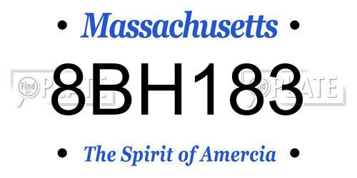 8BH183 Massachusetts License Plate