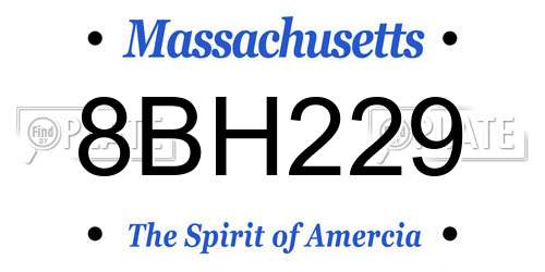8BH229 Massachusetts License Plate