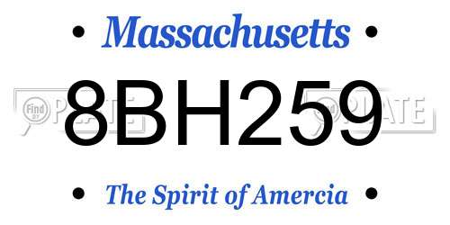 8BH259 Massachusetts License Plate