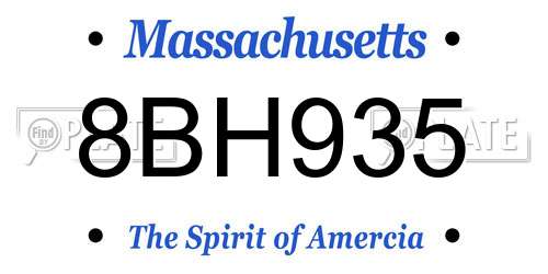8BH935 Massachusetts License Plate