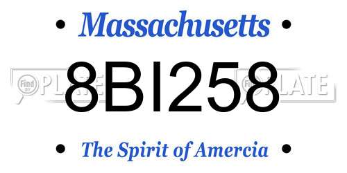 8BI258 Massachusetts License Plate