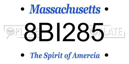 8BI285 Massachusetts License Plate