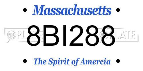 8BI288 Massachusetts License Plate