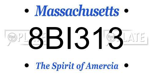 8BI313 Massachusetts License Plate