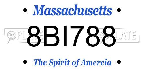 8BI788 Massachusetts License Plate