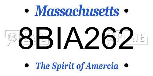 8BIA262 Massachusetts License Plate
