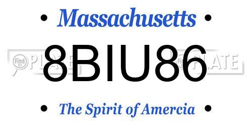 8BIU86 Massachusetts License Plate