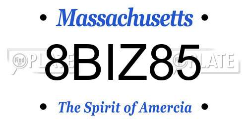 8BIZ85 Massachusetts License Plate