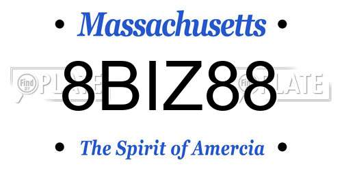 8BIZ88 Massachusetts License Plate