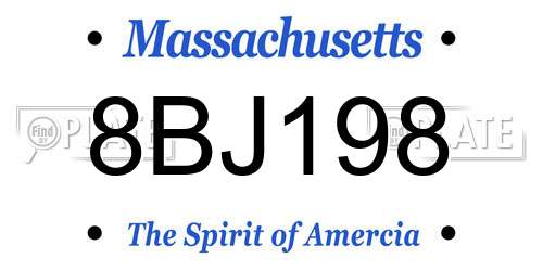 8BJ198 Massachusetts License Plate