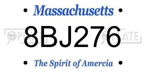 8BJ276 Massachusetts License Plate