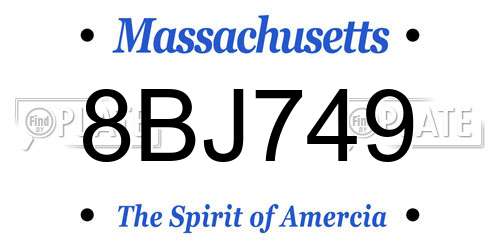 8BJ749 Massachusetts License Plate