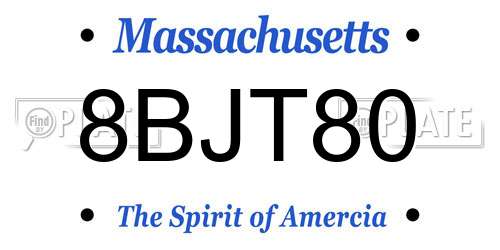 8BJT80 Massachusetts License Plate