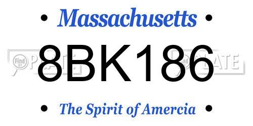 8BK186 Massachusetts License Plate