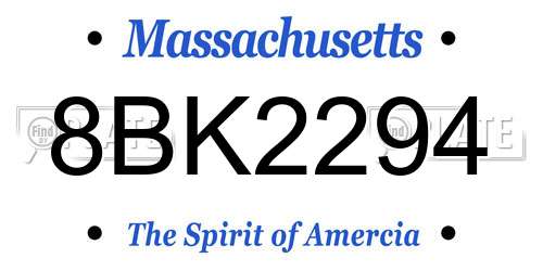 8BK2294 Massachusetts License Plate