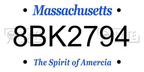 8BK2794 Massachusetts License Plate