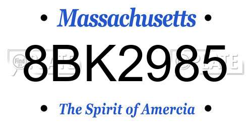 8BK2985 Massachusetts License Plate