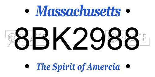 8BK2988 Massachusetts License Plate