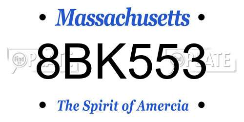 8BK553 Massachusetts License Plate