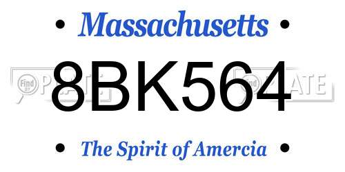 8BK564 Massachusetts License Plate