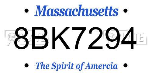 8BK7294 Massachusetts License Plate