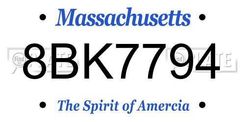 8BK7794 Massachusetts License Plate