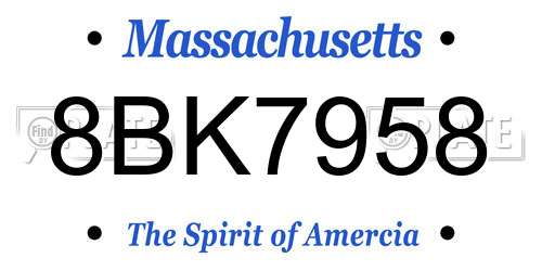8BK7958 Massachusetts License Plate