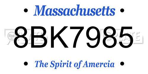 8BK7985 Massachusetts License Plate