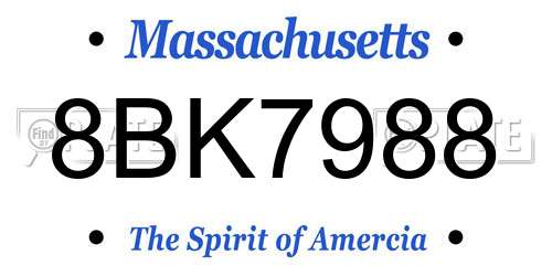 8BK7988 Massachusetts License Plate