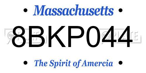 8BKP044 Massachusetts License Plate