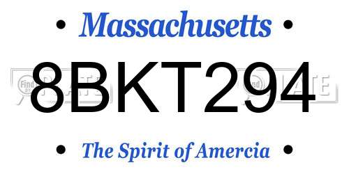 8BKT294 Massachusetts License Plate