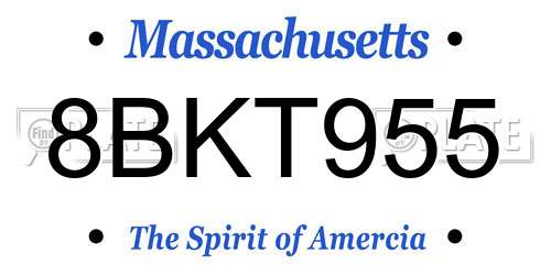 8BKT955 Massachusetts License Plate