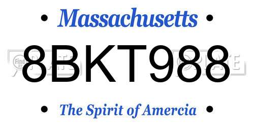 8BKT988 Massachusetts License Plate