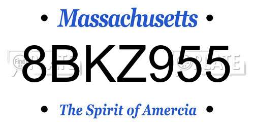 8BKZ955 Massachusetts License Plate