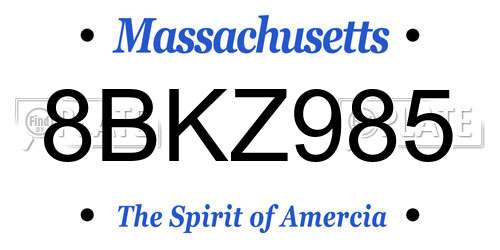 8BKZ985 Massachusetts License Plate