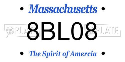 8BL08 Massachusetts License Plate